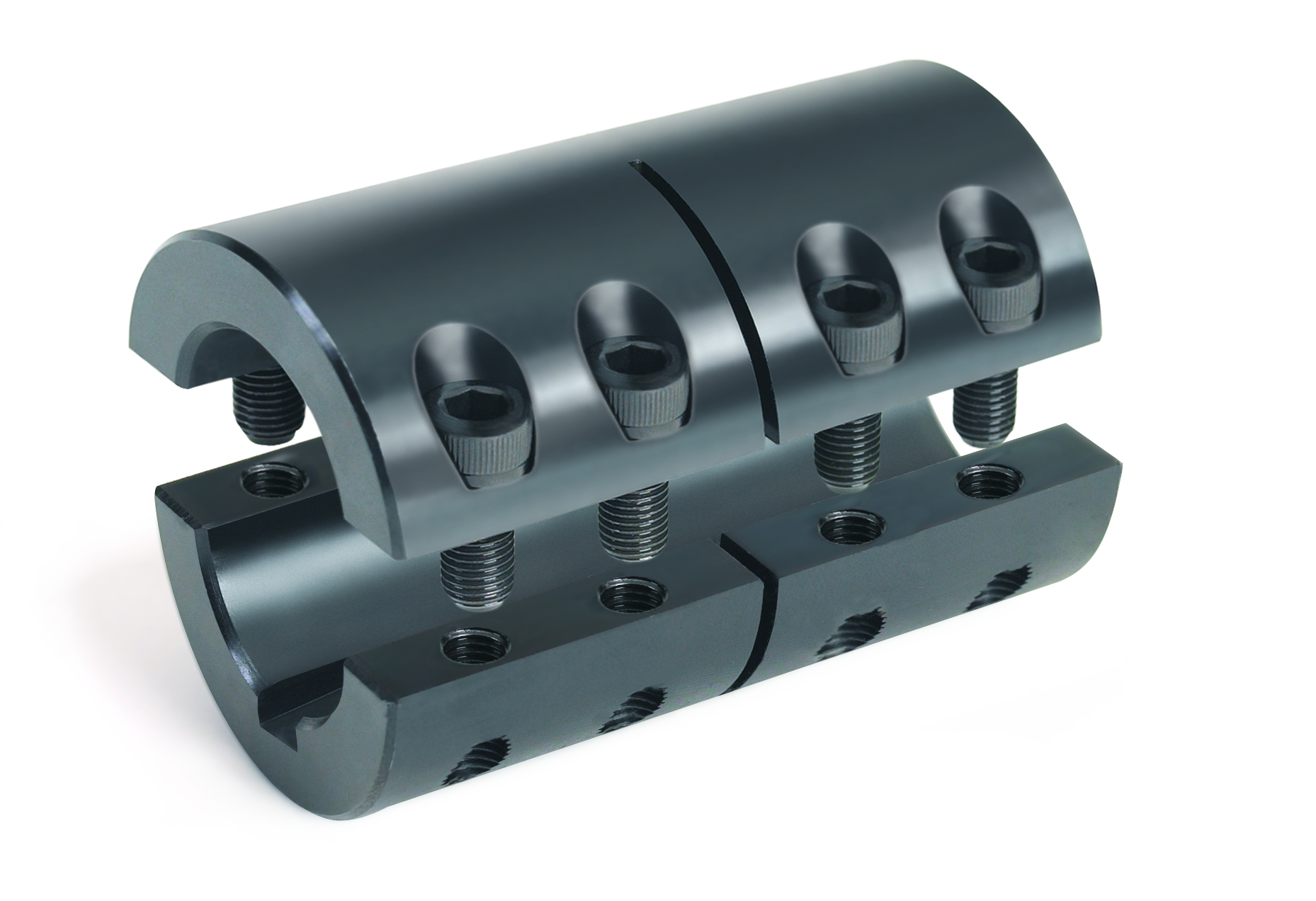 Climax Metal Products 2MISCC-16-16-KW 2MISCC Series Side 1: 16 mm, Bore ASTM A108 Black Oxide Metric Two-Piece Industry Standard Clamping Couplings w/Keyway 2MISCC-Series Steel 