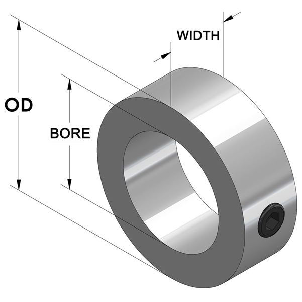 Black Oxide Plating 60mm OD Climax Metal MC-40 Steel Set Screw Collar With M10 x 10 Set Screw Metric 40mm Bore Size 