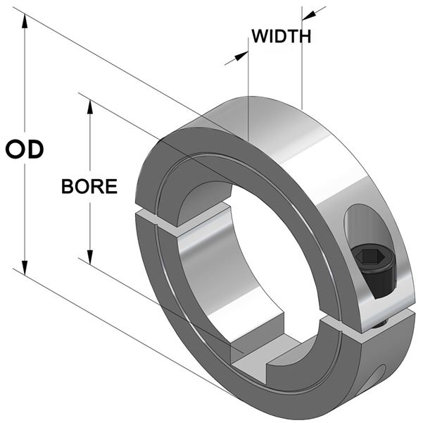 thumbnail image 2 of 30mm ID 2-Piece Metric Clamp Collar - GM2C-30-B By Climax Metal Products 2 of 14
